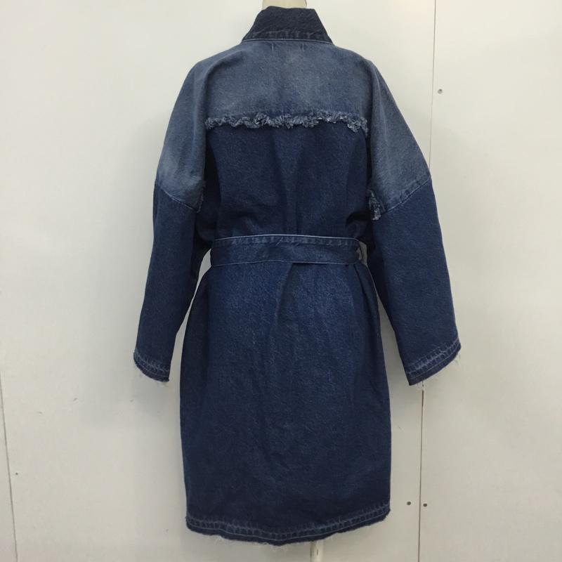 ジーナシス JEANASIS コート コート一般 JS070933AD ノーカラーデニムコート FREE 無地 インディゴ / インディゴ / レディース USED 古着 中古 10065583