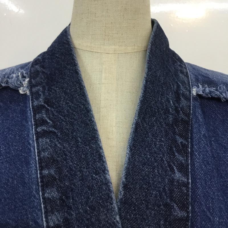 ジーナシス JEANASIS コート コート一般 JS070933AD ノーカラーデニムコート FREE 無地 インディゴ / インディゴ / レディース USED 古着 中古 10065583