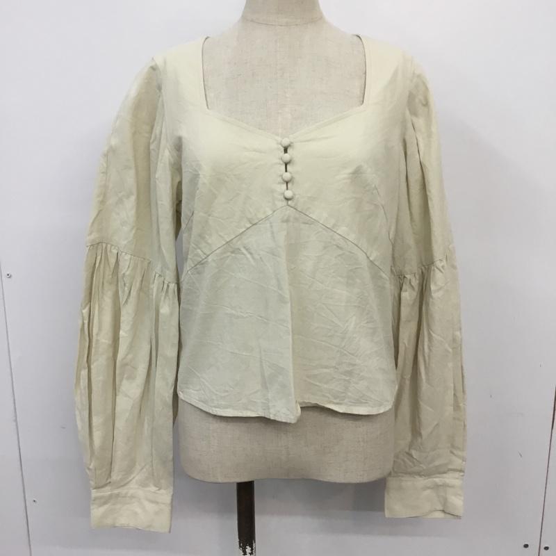 マウジー MOUSSY カットソー 長袖 010DSH30-0360 STRIPED VOLUME BLOUSE 2 無地 アイボリー / アイボリー / レディース USED 古着 中古 10065634