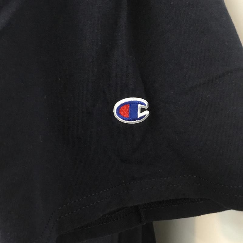 チャンピオン Champion Tシャツ 半袖 クルーネック XL ワンポイント 紺 / ネイビー / メンズ USED 古着 中古 10065636
