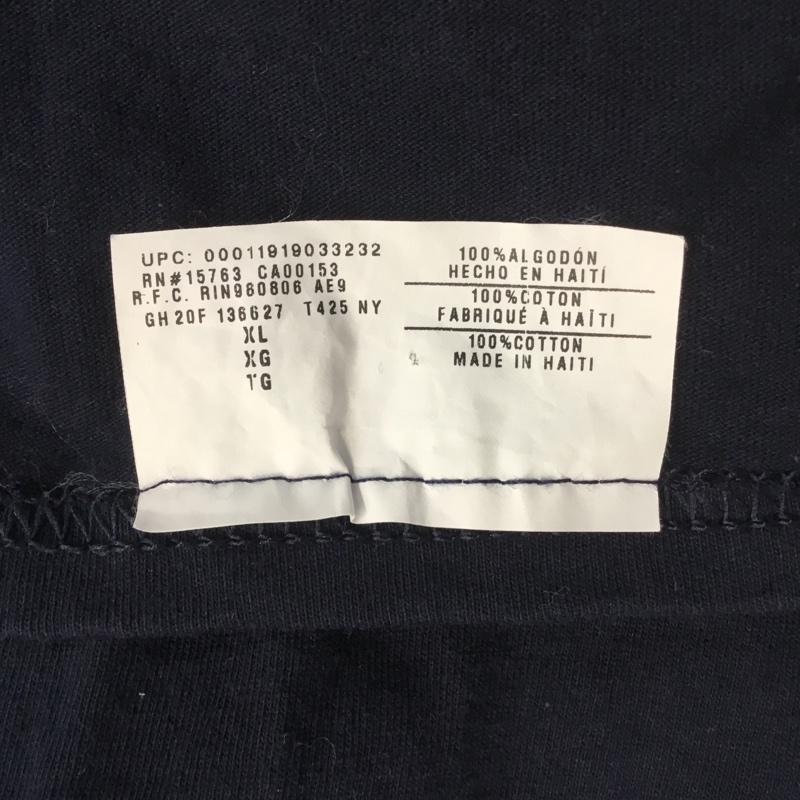 チャンピオン Champion Tシャツ 半袖 クルーネック XL ワンポイント 紺 / ネイビー / メンズ USED 古着 中古 10065636