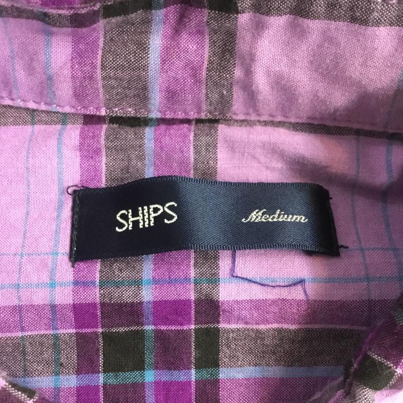 シップス SHIPS シャツ、ブラウス 半袖 801-13-1178 コットン M チェック 紫 / パープル / メンズ USED 古着 中古 10065641
