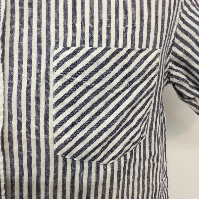 アーバンリサーチ URBAN RESEARCH シャツ、ブラウス 半袖 WH65-13M024 綿麻 38 38 ストライプ 白 / ホワイト / X 紺 / ネイビー / メンズ USED 古着 中古 10065660