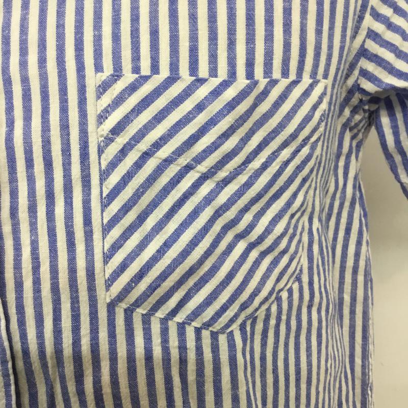 アーバンリサーチ URBAN RESEARCH シャツ、ブラウス 半袖 WH65-13M024 綿麻 38 38 ストライプ 白 / ホワイト / X 青 / ブルー / メンズ USED 古着 中古 10065664
