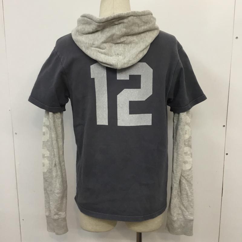 アーサスベイプ URSUS BAPE パーカー 長袖 レイヤード風 2 ロゴ、文字 灰 / グレー / X 紺 / ネイビー / メンズ USED 古着 中古 10065676