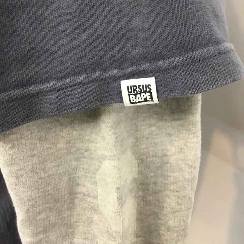 アーサスベイプ URSUS BAPE パーカー 長袖 レイヤード風 2 ロゴ、文字 灰 / グレー / X 紺 / ネイビー / メンズ USED 古着 中古 10065676