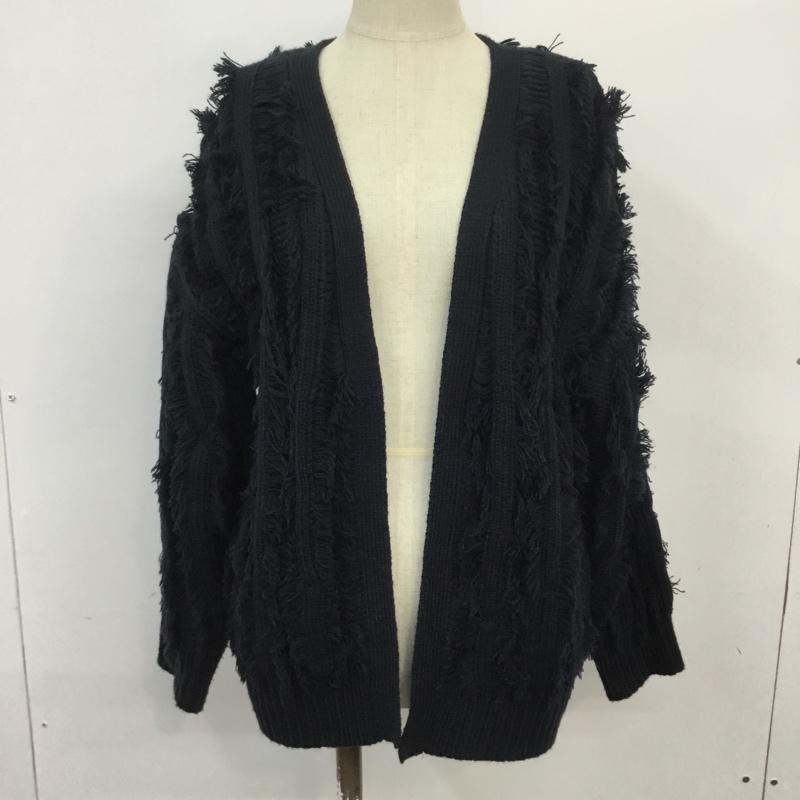 シンプリシテェ Simplicite カーディガン 長袖 18-080-700-2040 フリンジニット 無地 紺 / ネイビー / レディース USED 古着 中古 10065867