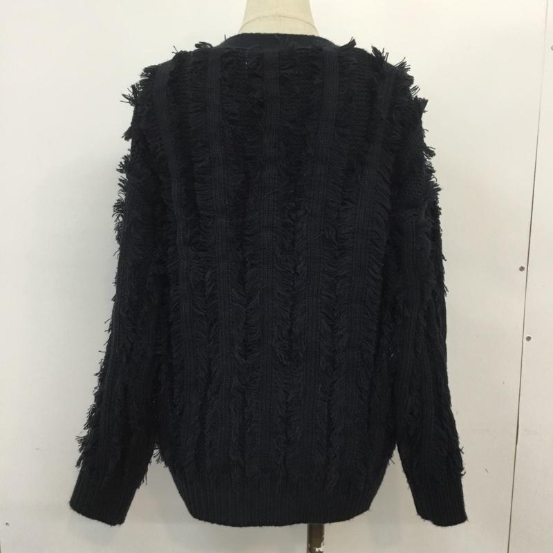 シンプリシテェ Simplicite カーディガン 長袖 18-080-700-2040 フリンジニット 無地 紺 / ネイビー / レディース USED 古着 中古 10065867