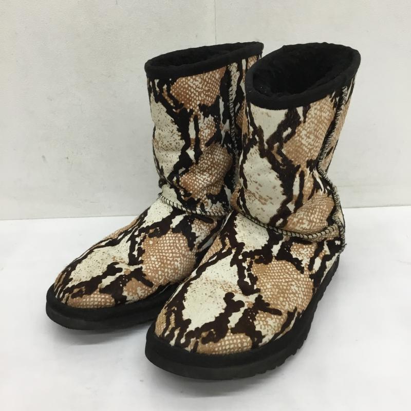 アグ UGG ブーツ 一般 Classic Short Reptile Calf Hair クラシックショート レプタイル カーフヘアー パイソン 23.0cm アニマル柄 黒 / ブラック / X 白 / ホワイト / X 茶 / ブラウン / レディース USED 古着 中古 10066143