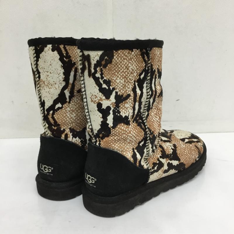 アグ UGG ブーツ 一般 Classic Short Reptile Calf Hair クラシックショート レプタイル カーフヘアー パイソン 23.0cm アニマル柄 黒 / ブラック / X 白 / ホワイト / X 茶 / ブラウン / レディース USED 古着 中古 10066143
