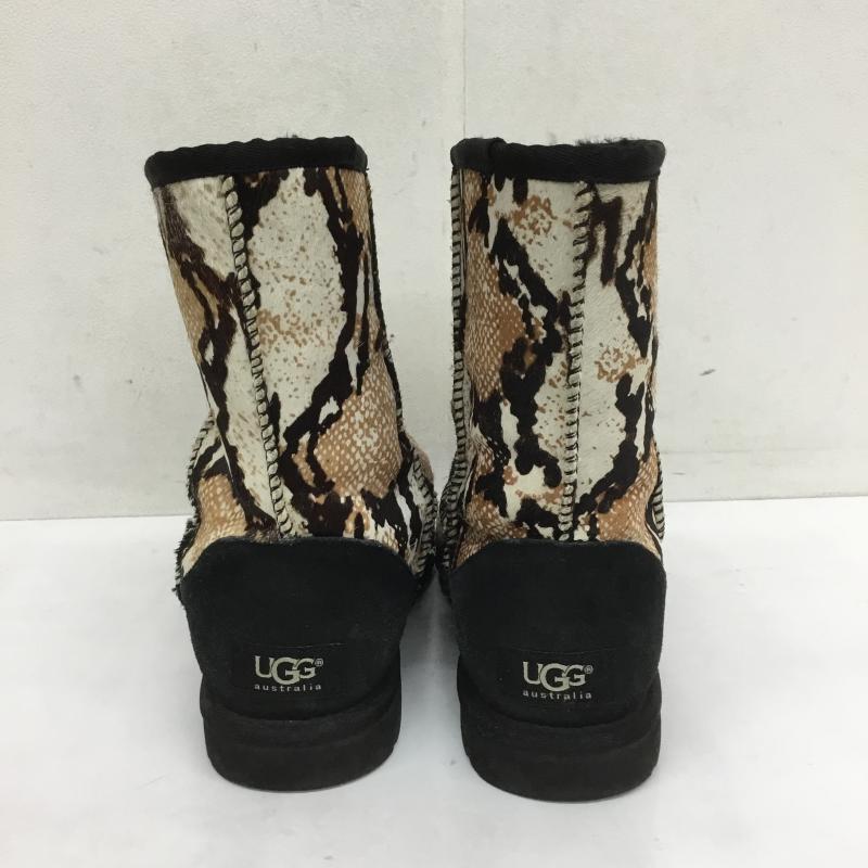 アグ UGG ブーツ 一般 Classic Short Reptile Calf Hair クラシックショート レプタイル カーフヘアー パイソン 23.0cm アニマル柄 黒 / ブラック / X 白 / ホワイト / X 茶 / ブラウン / レディース USED 古着 中古 10066143