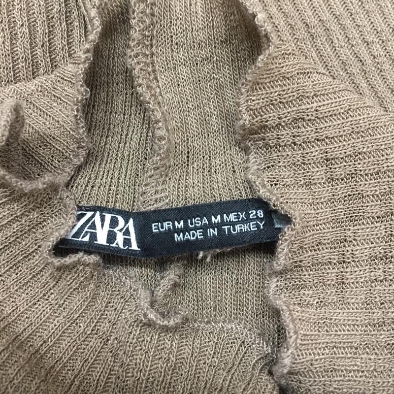 ザラ ZARA カットソー 半袖 M 無地 茶 / ブラウン / レディース USED 古着 中古 10066241