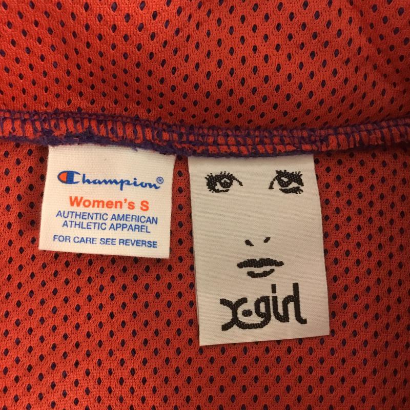 エックスガール X-girl コート コート一般 champion CWSQ611 コラボ ロング ボア S ロゴ、文字 紫 / パープル / X 緑 / グリーン / レディース USED 古着 中古 10066407