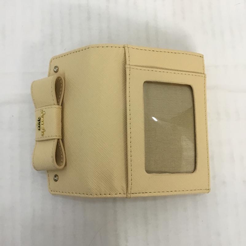 サマンサベガ Samantha Vega カードケース 定期入れ パスケース リボン 箱有 ロゴ、文字 ベージュ / ベージュ / レディース USED 古着 中古 10066488