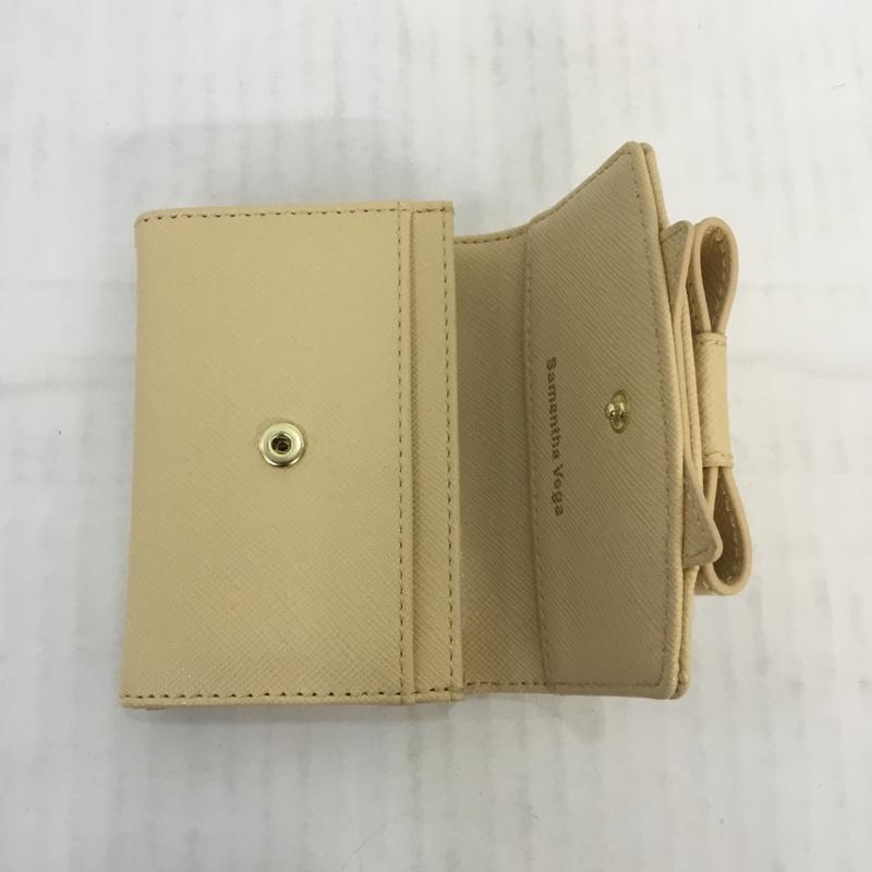 サマンサベガ Samantha Vega カードケース 定期入れ パスケース リボン 箱有 ロゴ、文字 ベージュ / ベージュ / レディース USED 古着 中古 10066488