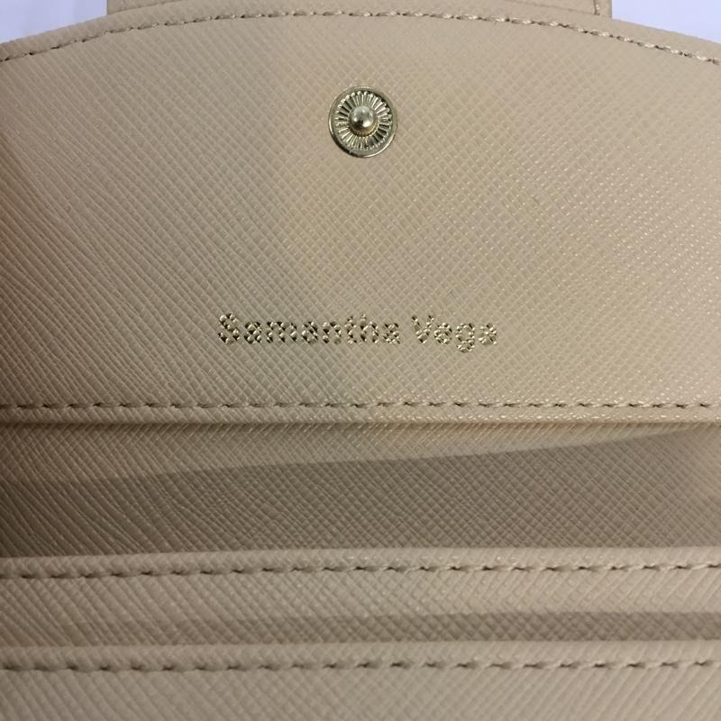 サマンサベガ Samantha Vega カードケース 定期入れ パスケース リボン 箱有 ロゴ、文字 ベージュ / ベージュ / レディース USED 古着 中古 10066488