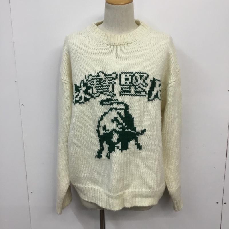 ドンケア DONCARE ニット、セーター 長袖 BULLFIGHT KNIT SWEATER クルーネック M ロゴ、文字 オフホワイト / オフホワイト / メンズ USED 古着 中古 10066818