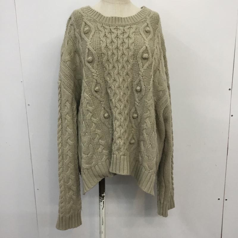 ローリーズファーム LOWRYS FARM ニット、セーター 長袖 L 無地 ベージュ / ベージュ / レディース USED 古着 中古 10066866