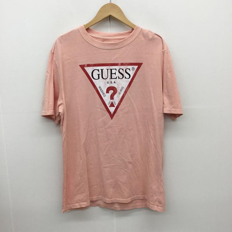 ゲス Guess Tシャツ 半袖 M ロゴ、文字 桃 / ピンク / メンズ USED 古着 中古 10066991