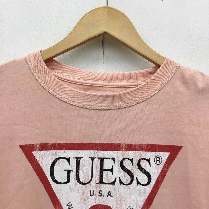 ゲス Guess Tシャツ 半袖 M ロゴ、文字 桃 / ピンク / メンズ USED 古着 中古 10066991