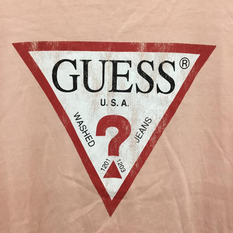 ゲス Guess Tシャツ 半袖 M ロゴ、文字 桃 / ピンク / メンズ USED 古着 中古 10066991