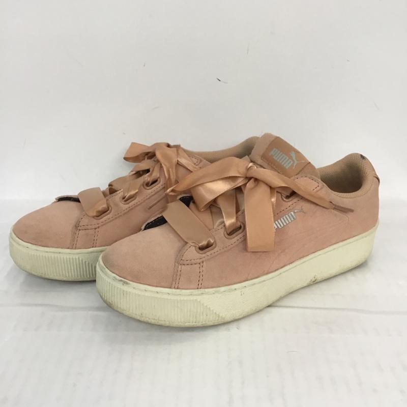 プーマ PUMA スニーカー スニーカー 36641807 Vikky Platform Ribbon 24cm 24.0cm ロゴ、文字 桃 / ピンク / X 白 / ホワイト / レディース USED 古着 中古 10067080