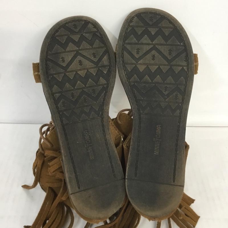 ミネトンカ Minnetonka サンダル サンダル 71351 バックフリンジ HAVANA 7 無地 茶 / ブラウン / レディース USED 古着 中古 10067088