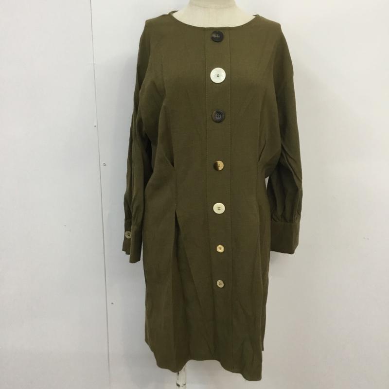 ザラベーシック ZARA BASIC ワンピース ミニスカート チュニック フロントボタン M 無地 カーキ / カーキ / レディース USED 古着 中古 10067156