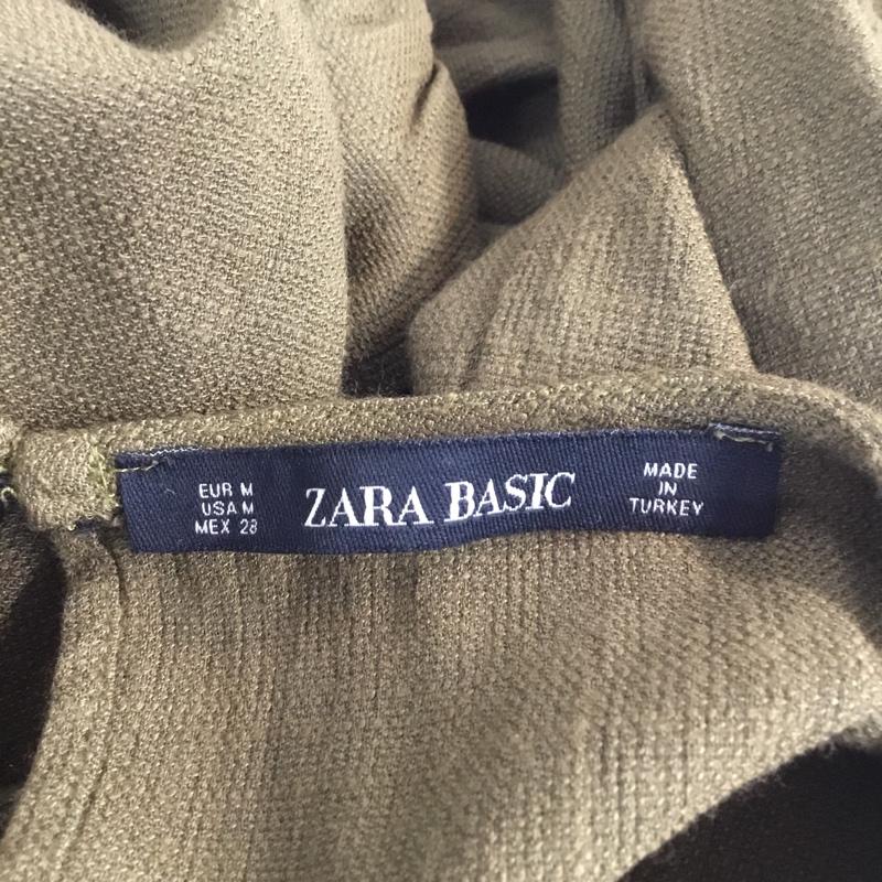 ザラベーシック ZARA BASIC ワンピース ミニスカート チュニック フロントボタン M 無地 カーキ / カーキ / レディース USED 古着 中古 10067156