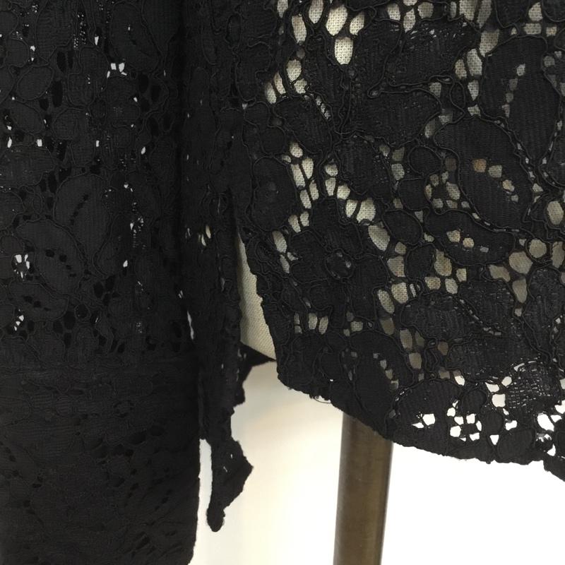 ザラ ZARA カットソー 長袖 9479 279 800 リボンタイ Vネック S レース柄 黒 / ブラック / レディース USED 古着 中古 10067210