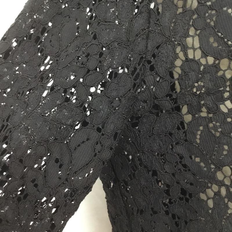 ザラ ZARA カットソー 長袖 9479 279 800 リボンタイ Vネック S レース柄 黒 / ブラック / レディース USED 古着 中古 10067210