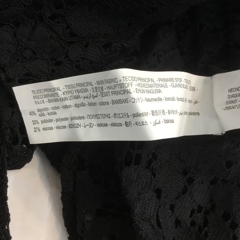 ザラ ZARA カットソー 長袖 9479 279 800 リボンタイ Vネック S レース柄 黒 / ブラック / レディース USED 古着 中古 10067210