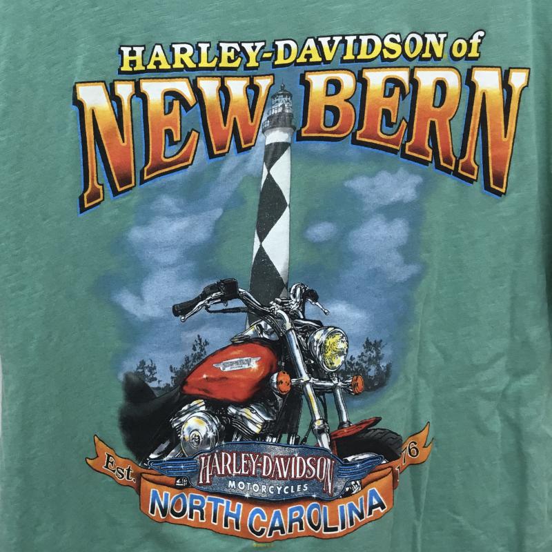 ハーレーダビッドソン Harley-Davidson Tシャツ 半袖 L プリント 緑 / グリーン / メンズ USED 古着 中古 10067239