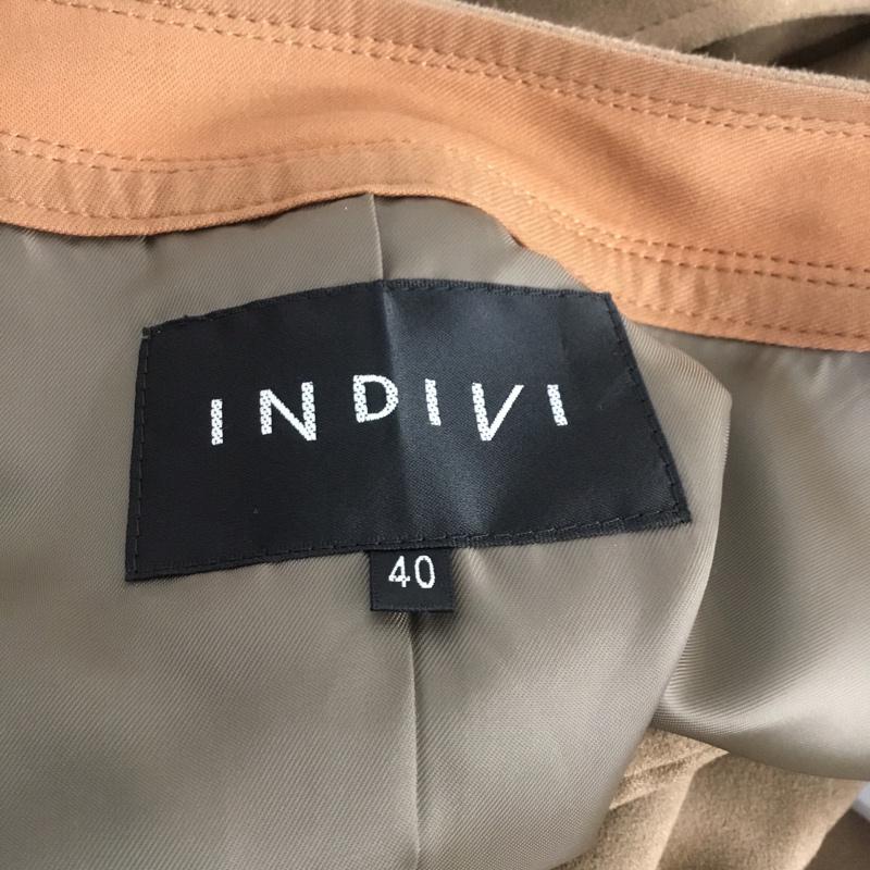 インディヴィ INDIVI ジャケット、上着 ジャケット、ブレザー 127-99033 ノーカラー ロング丈 40 無地 茶 / ブラウン / レディース USED 古着 中古 10067394
