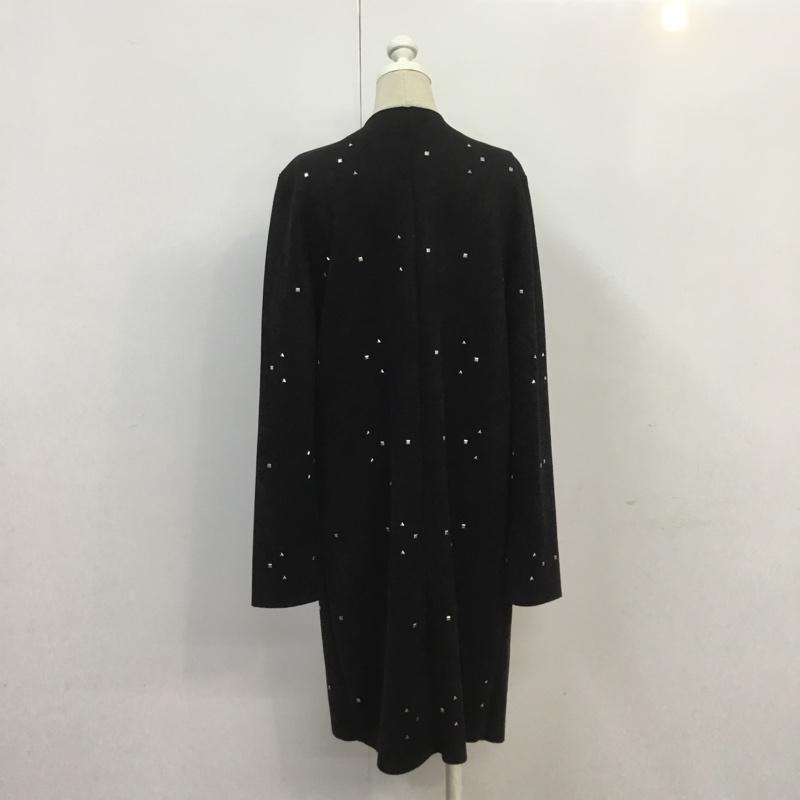 ザラ ZARA カーディガン 長袖 2712 158 800 スタッズ ガウン ノーカラー フェイクフェイクスウェード XS 黒 / ブラック / レディース USED 古着 中古 10067412