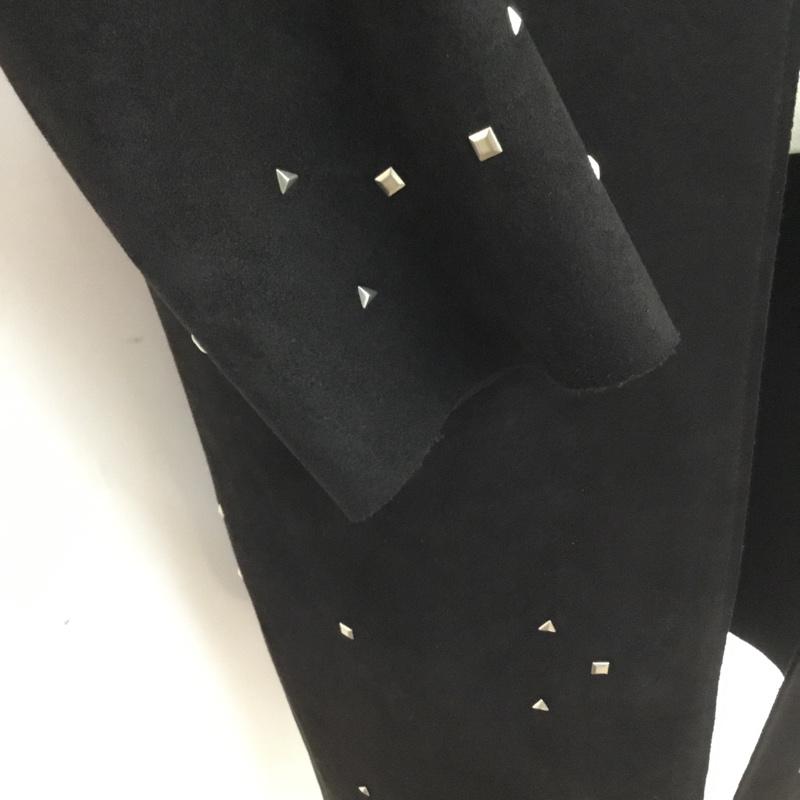 ザラ ZARA カーディガン 長袖 2712 158 800 スタッズ ガウン ノーカラー フェイクフェイクスウェード XS 黒 / ブラック / レディース USED 古着 中古 10067412