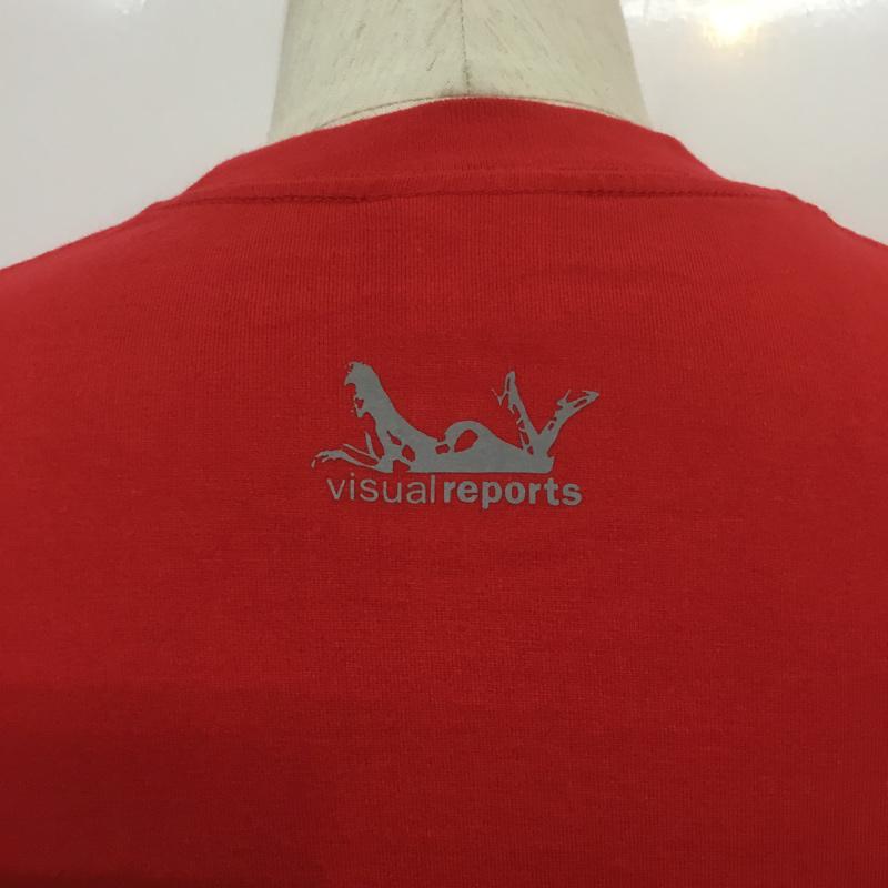 ウ゛ィジュアルリポーツ VISUALREPORTS Tシャツ 半袖 クルーネック ロゴ L プリント 赤 / レッド / メンズ USED 古着 中古 10067938
