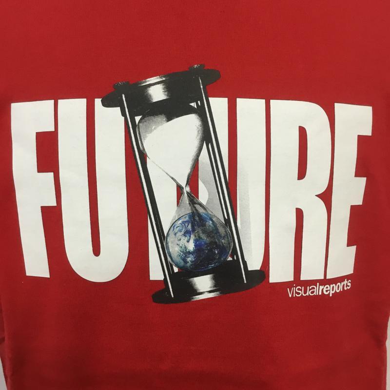 ウ゛ィジュアルリポーツ VISUALREPORTS Tシャツ 半袖 クルーネック ロゴ L プリント 赤 / レッド / メンズ USED 古着 中古 10067938