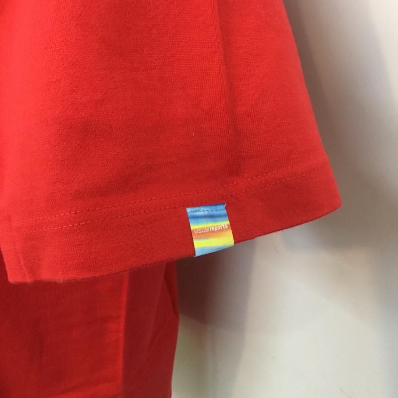 ウ゛ィジュアルリポーツ VISUALREPORTS Tシャツ 半袖 クルーネック ロゴ L プリント 赤 / レッド / メンズ USED 古着 中古 10067938