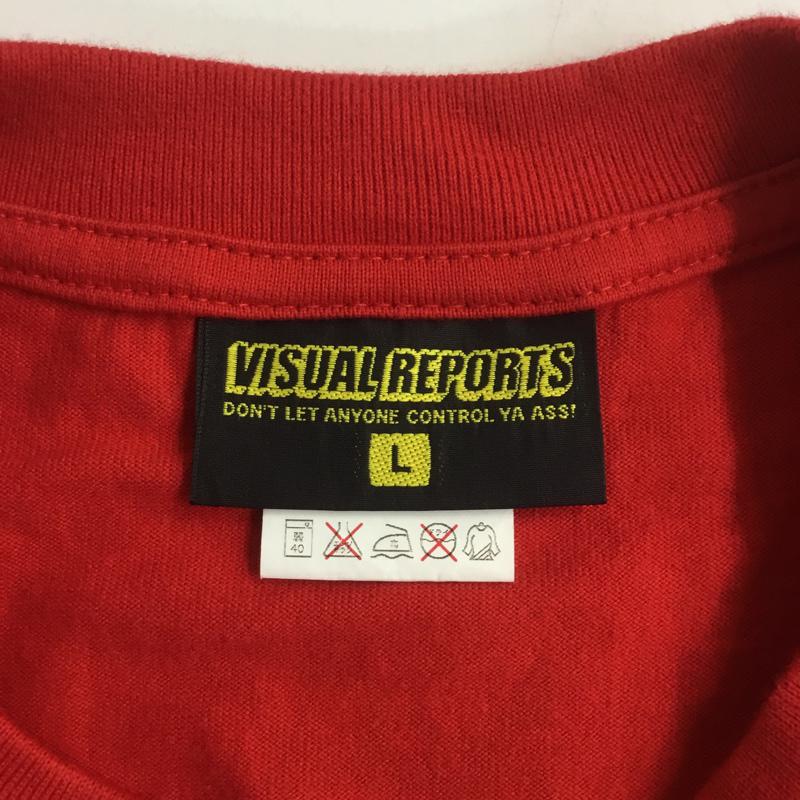 ウ゛ィジュアルリポーツ VISUALREPORTS Tシャツ 半袖 クルーネック ロゴ L プリント 赤 / レッド / メンズ USED 古着 中古 10067938