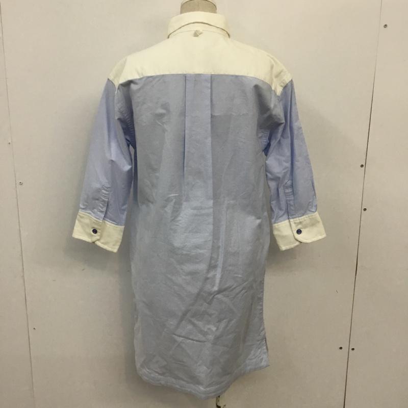 トミーヒルフィガー TOMMY HILFIGER シャツ、ブラウス 七分袖 12-4911201-010 プルオーバー S 無地 白 / ホワイト / X 水色 / ライトブルー / レディース USED 古着 中古 10067950
