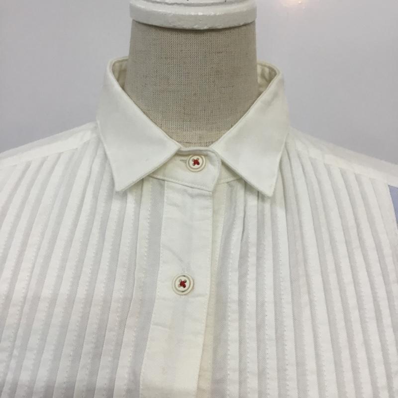 トミーヒルフィガー TOMMY HILFIGER シャツ、ブラウス 七分袖 12-4911201-010 プルオーバー S 無地 白 / ホワイト / X 水色 / ライトブルー / レディース USED 古着 中古 10067950