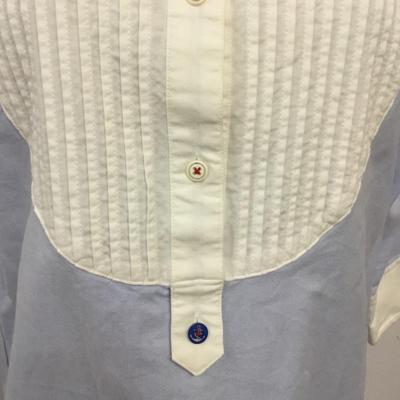 トミーヒルフィガー TOMMY HILFIGER シャツ、ブラウス 七分袖 12-4911201-010 プルオーバー S 無地 白 / ホワイト / X 水色 / ライトブルー / レディース USED 古着 中古 10067950