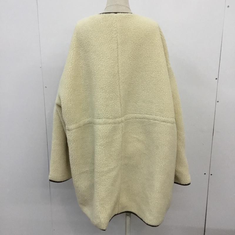 アルシーヴ archives コート コート一般 2503922 パイピングボアコート ノーカラー M 無地 アイボリー / アイボリー / X 茶 / ブラウン / レディース USED 古着 中古 10067969