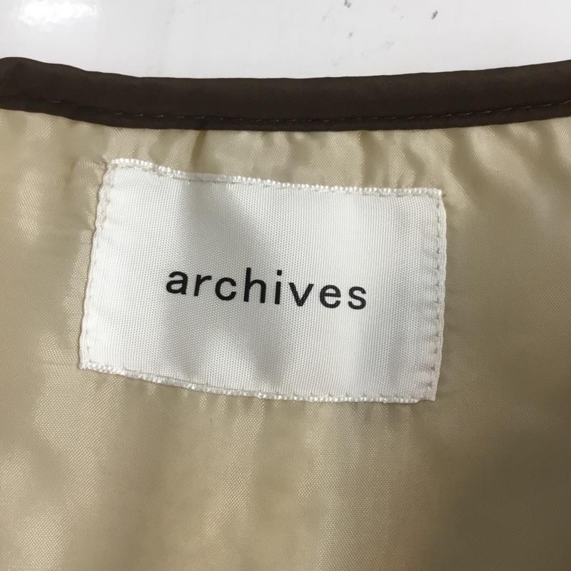 アルシーヴ archives コート コート一般 2503922 パイピングボアコート ノーカラー M 無地 アイボリー / アイボリー / X 茶 / ブラウン / レディース USED 古着 中古 10067969