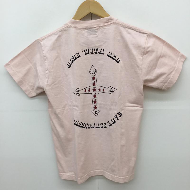 アコースティック ACOUSTIC Tシャツ 半袖 S ロゴ、文字 X プリント 桃 / ピンク / メンズ USED 古着 中古 10068001