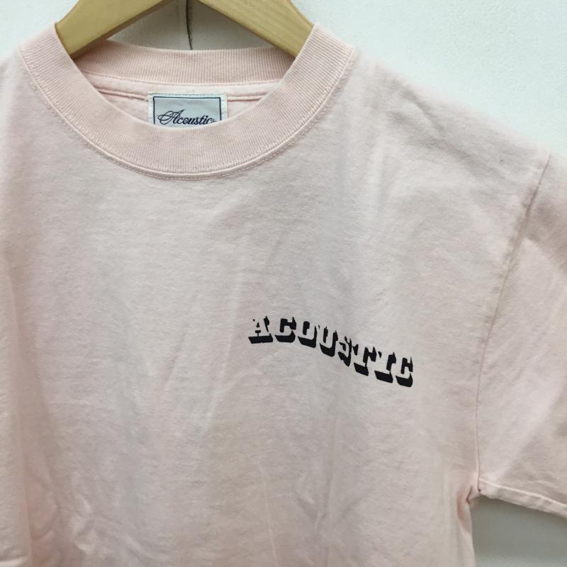 アコースティック ACOUSTIC Tシャツ 半袖 S ロゴ、文字 X プリント 桃 / ピンク / メンズ USED 古着 中古 10068001