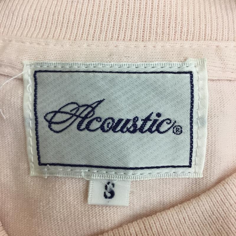 アコースティック ACOUSTIC Tシャツ 半袖 S ロゴ、文字 X プリント 桃 / ピンク / メンズ USED 古着 中古 10068001