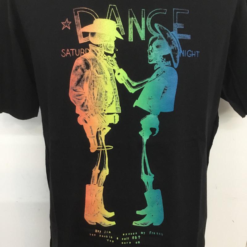 エーケーエーシックス AKA SIX Tシャツ 半袖 COWBOYS 3COLOUR PRINT T-SHIRT SIMON BARKER フラグメント タグ付き M プリント 黒 / ブラック / メンズ USED 古着 中古 10068114