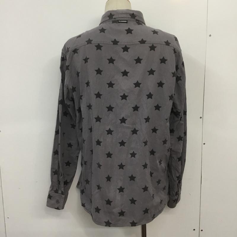 エクストララージ XLARGE シャツ、ブラウス 長袖 0103406 XL 星 灰 / グレー / X 黒 / ブラック / メンズ USED 古着 中古 10068133
